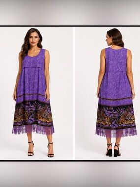 Magic Purple and Gold Embellished Maxi Sundress
